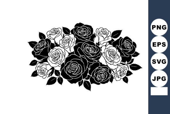 Black and White Rose Bouquet Vector