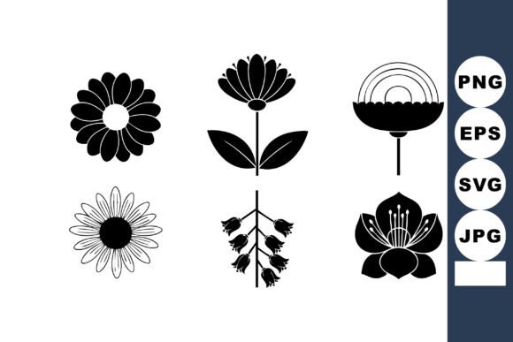 Black and White Stylized Flower Vector I: Minimalist Design for Modern Creators