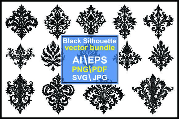 Black Damask Ornamental Collection