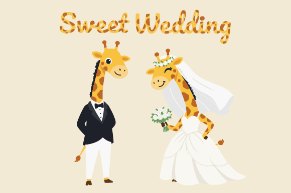 Charming Giraffe Wedding Clipart Set