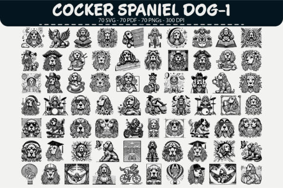 Cocker Spaniel Vector Clipart: 70 Designs