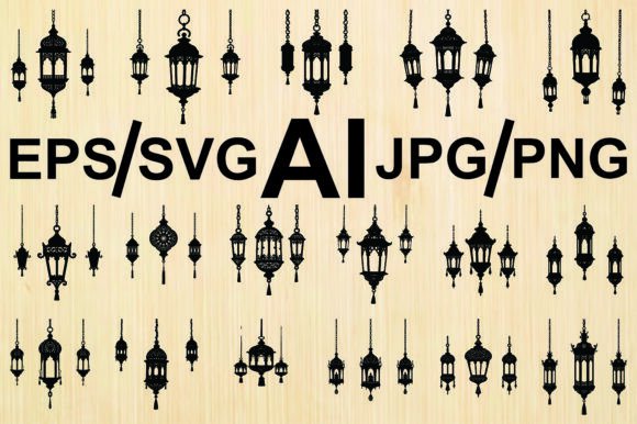 Collection Hanging Lanterns Silhouette: A Versatile Design Resource for Creators