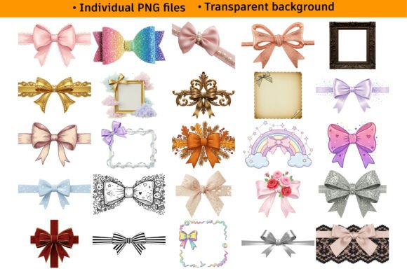 Colorful Ribbons Bows Clipart Bundle