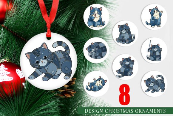 Denim Patchwork Kitten Ornament: Elevating Holiday Decor with Digital Craftsmanship