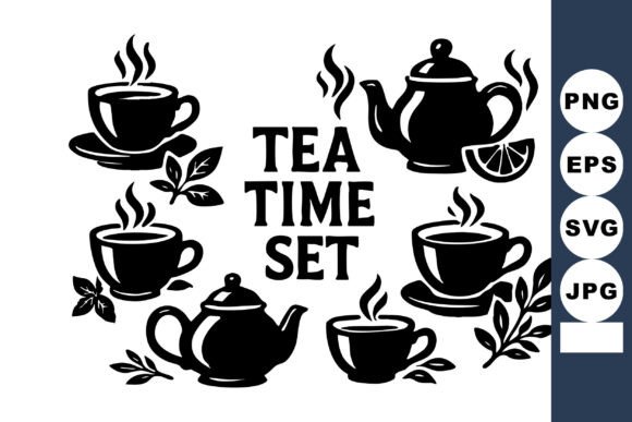 Elevating Digital Design with Classic Tea Time Illustrations