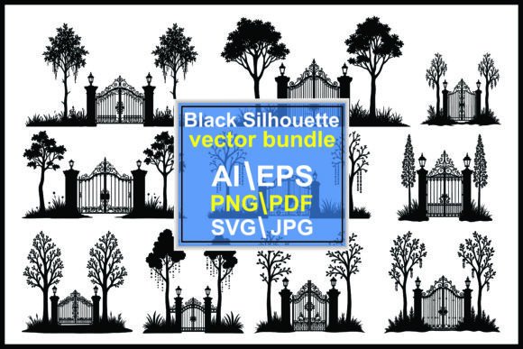 Elevating Landscape Design with Ornate Iron Gate Silhouettes