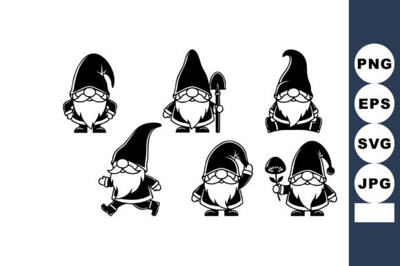 Enhancing Whimsical Design Projects with the Six Playful Garden Gnomes Vector Set