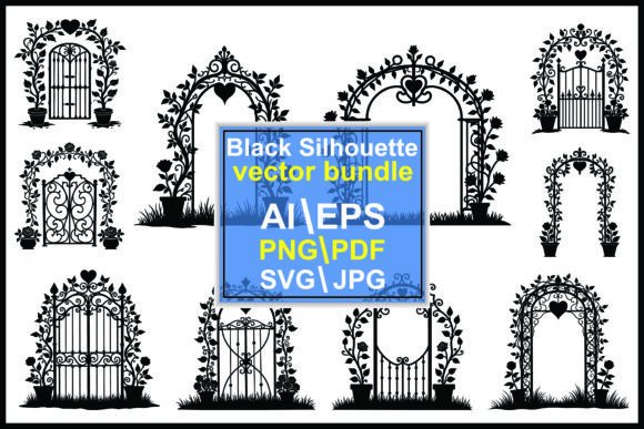 Floral Gate Vector Art Silhouette: Elevating Design with Romantic Garden Aesthetics
