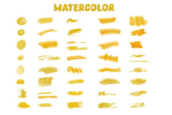 Golden Yellow Watercolor Brush Strokes