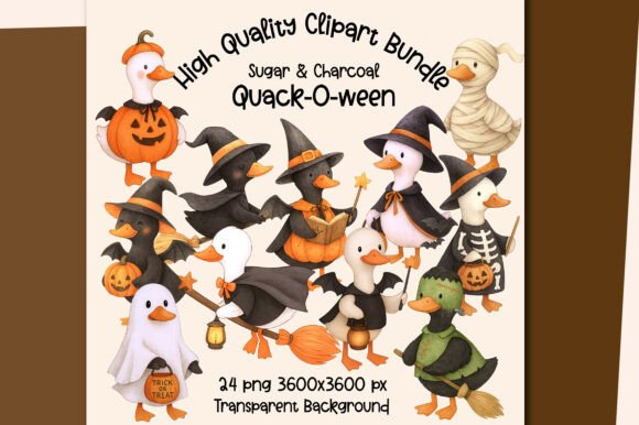 Halloween Duck Clipart Bundle 24 PNG: Integrating Whimsical Assets into Your Creative Workflow