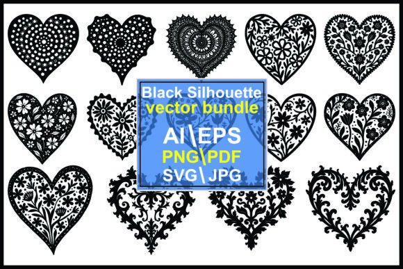 Heart Border Silhouette Vector Bundle: Elevate Your Designs with Intricate Decorative Elements