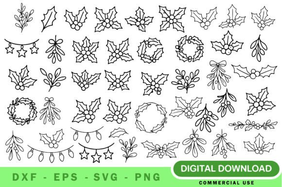 Holly Mistletoe SVG Bundle for Festive Crafts