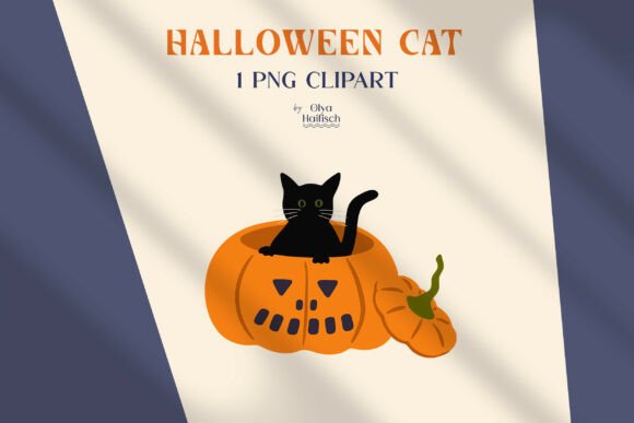 Mastering Halloween Designs with Black Cat in Pumpkin PNG Clipart