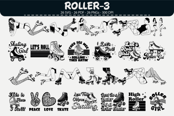 Retro Roller Skating Vector Clipart Pack