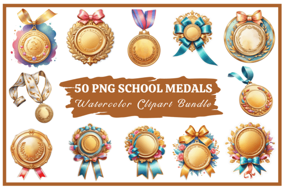 School Medals Watercolor Clipart Bundle: A Creative Resource for Celebrating Achievement