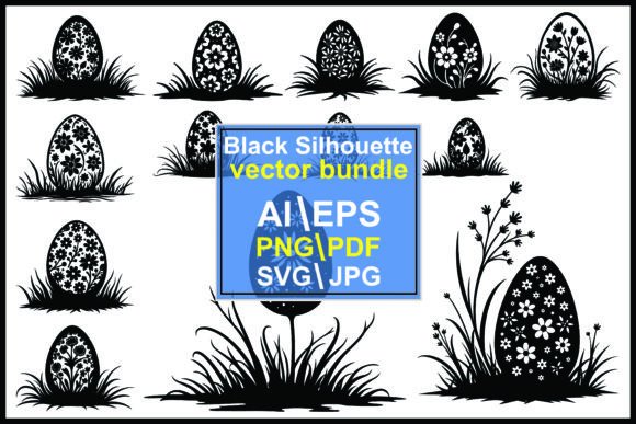 Silhouette Easter Eggs with Floral Cutouts: A Versatile Design Resource