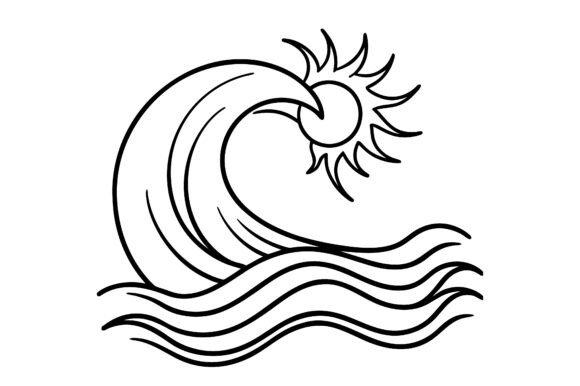 Strategic Branding with Abstract Wave and Sun Minimal Line Sketch