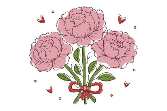 Three Pink Peonies with Black Contour: A Versatile Design for Modern Creators