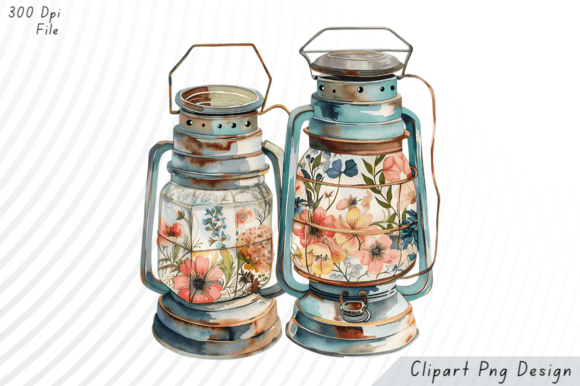 Vintage Lanterns with Floral Design PNG: Integrating High-Resolution Assets into Creative Workflows