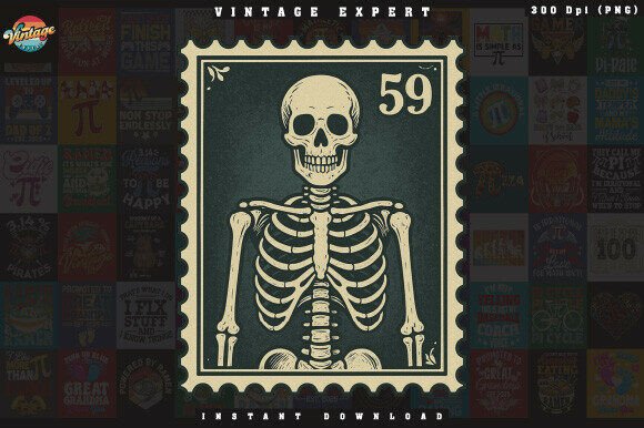 Vintage Skeleton Postage Stamp Clipart: A Creative Guide for Halloween and Design Projects