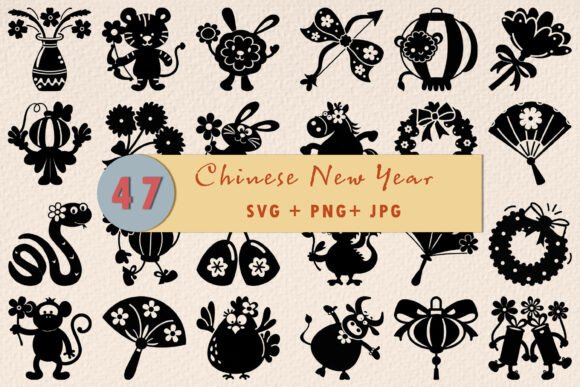 Whimsical Lunar New Year Festival SVG: Elevate Your Creative Projects with Playful Asian-Inspired Designs